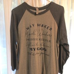 Waymaker baseball 3/4 sleeve tee shirt L